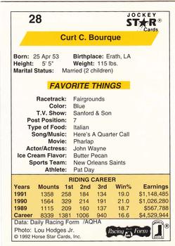 1992 Jockey Star #28 Curt Bourque Back
